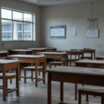 Sala vazia de centro comunitário em Brasília sobre baixa adesão ao programa Infância Cidadã