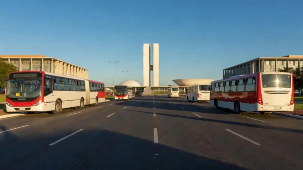Ônibus do transporte público em Brasília para passe livre estudantil
