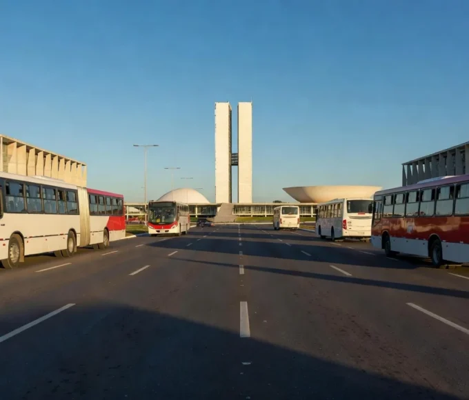 Ônibus do transporte público em Brasília para passe livre estudantil
