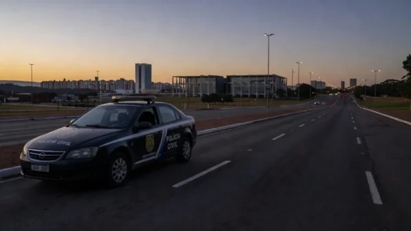 Viatura da Polícia Civil do DF em rua de Brasília após perseguição