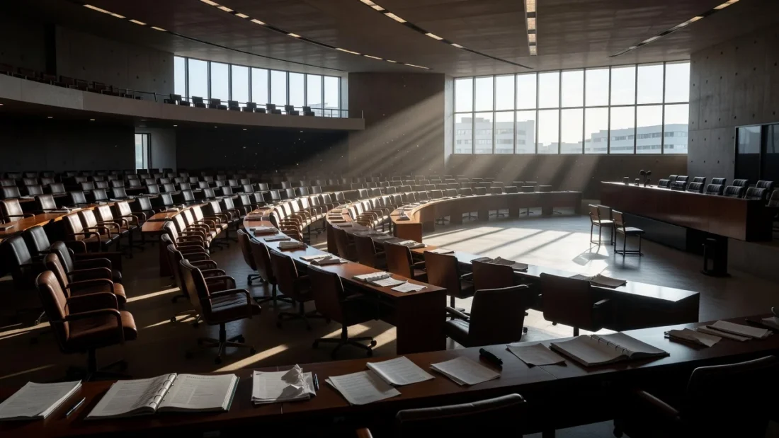 Congresso Nacional em Brasília com documentos representando falha na fiscalização de recursos públicos