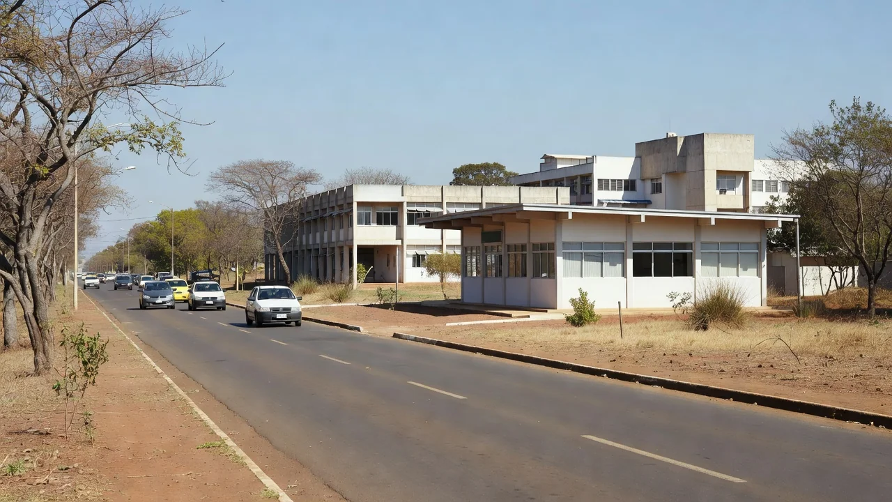 Carreata em Núcleo Bandeirante e Candangolândia, Brasília, com posto de saúde e escola