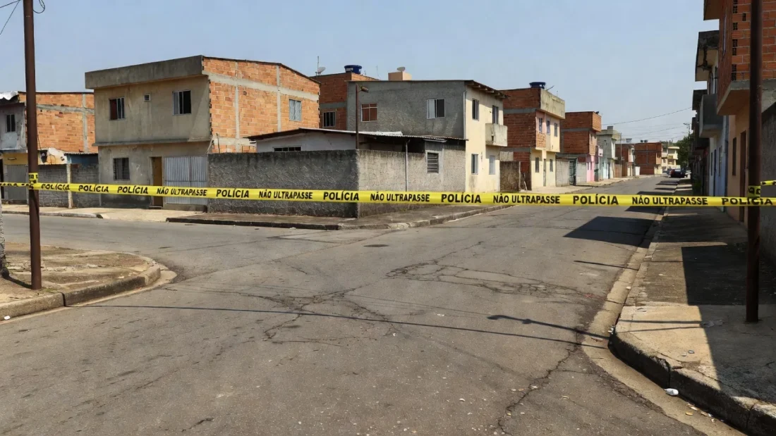 Local de esfaqueamento em Ceilândia com fita policial