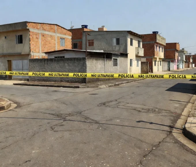 Local de esfaqueamento em Ceilândia com fita policial