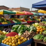 Feira em Vicente Pires, Brasília, com barracas de produtos locais