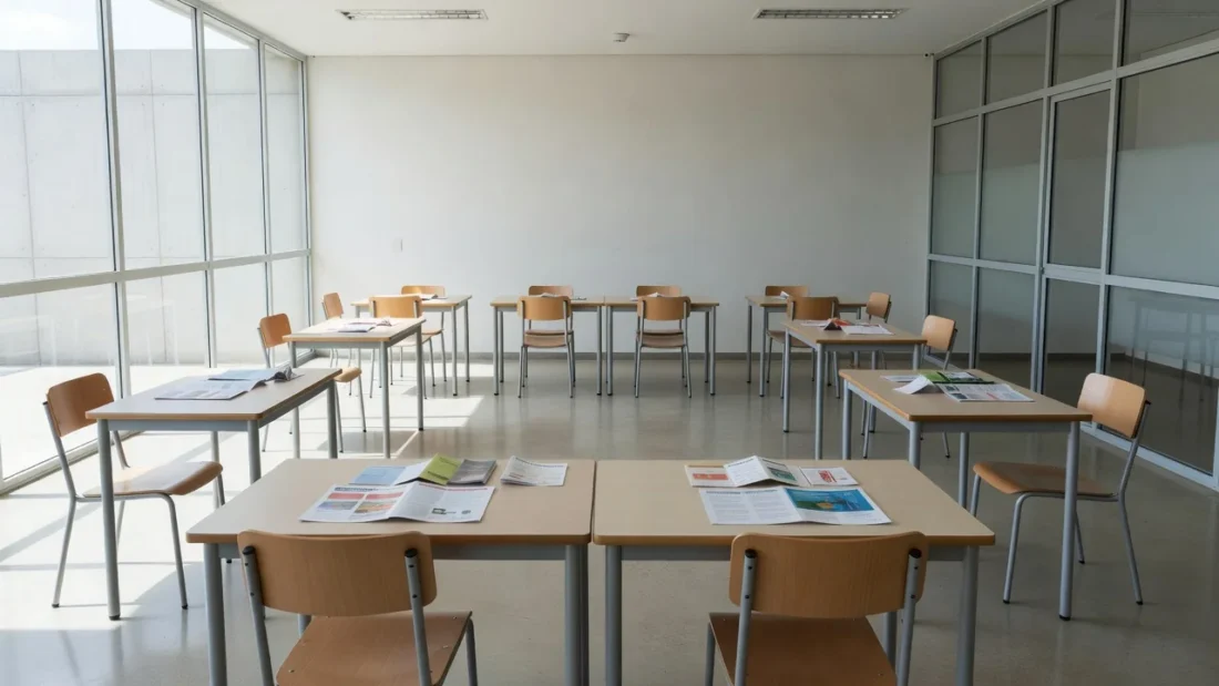 Sala de aula em Brasília com materiais sobre sexualidade e planejamento familiar em projeto da Secretaria de Educação