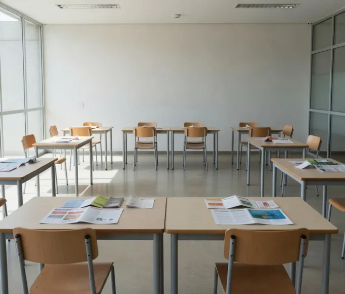 Sala de aula em Brasília com materiais sobre sexualidade e planejamento familiar em projeto da Secretaria de Educação