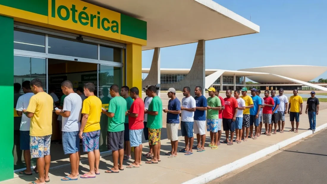 Lotéricas lotadas em Brasília para a Lotofácil da Independência de R$ 300 milhões