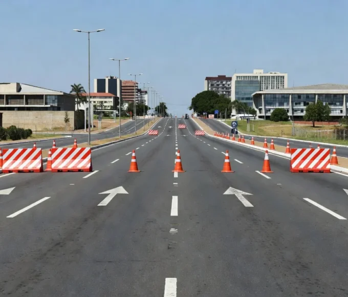 Faixas exclusivas fechadas em avenida de Brasília pelo DER/DF