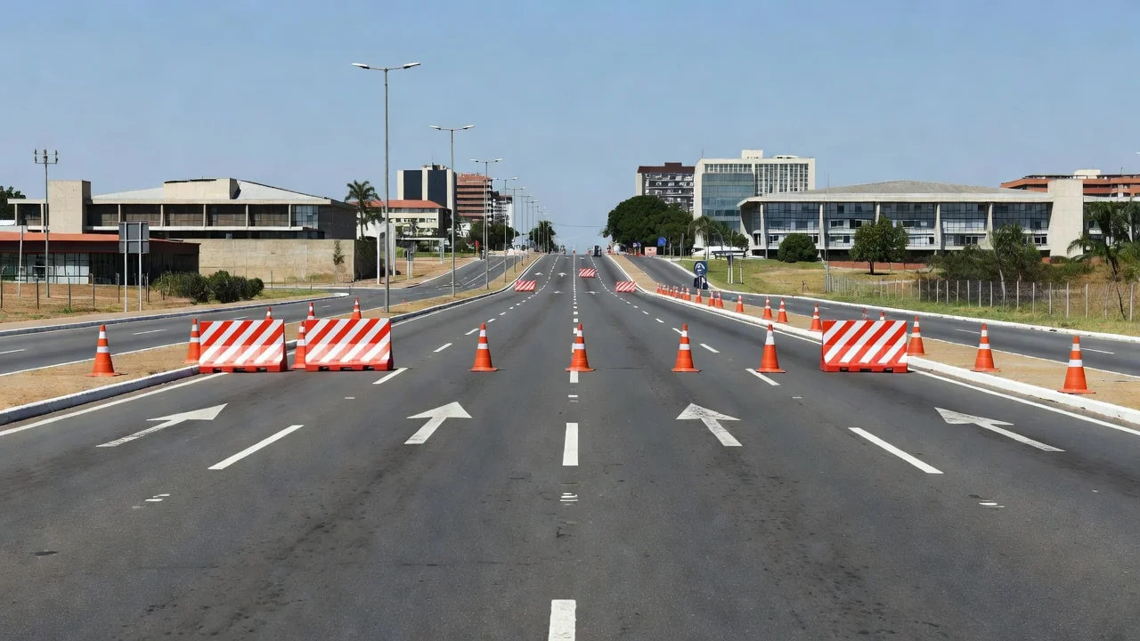 Faixas exclusivas fechadas em avenida de Brasília pelo DER/DF